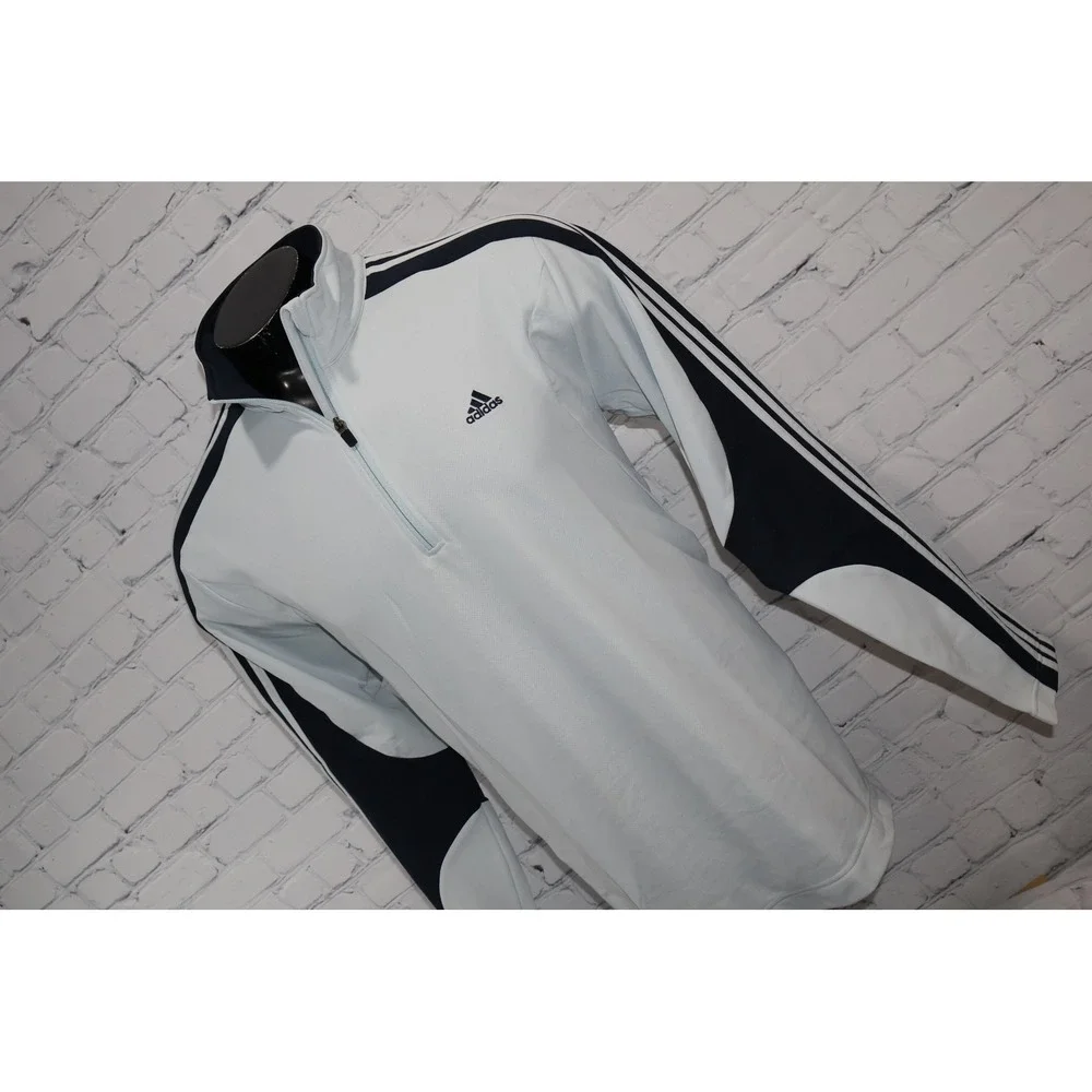Adidas 1/4 Zip Pullover Mens Large Light Blue Clima365 Golf Gym Year 2007 **